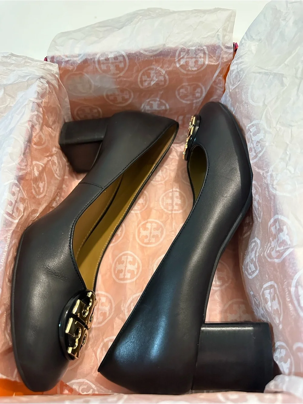 Tory Burch Claire 50MM Pump Black Calf Leather